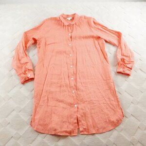 J.Jill Love Linen Shirt Dress Womens Medium Pink Long Sleeve Button Up